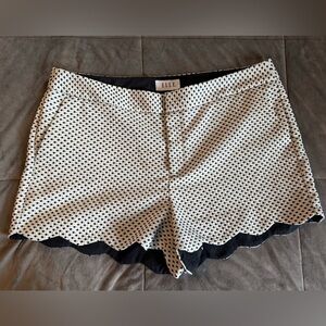 Elle Women's Black and White Polka Dot Shorts With Scallop Edge  Size 16